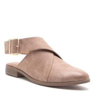 Taupe Wrap Ankle Flat Shoe